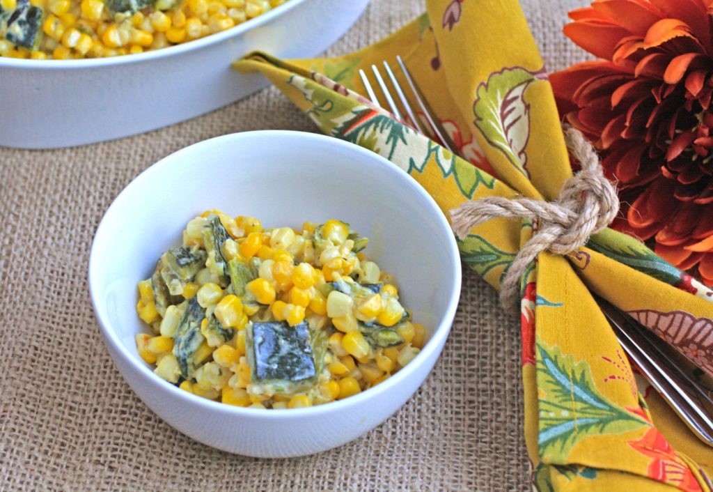 creamed corn side dish for thanksgiving using roasted poblano peppers