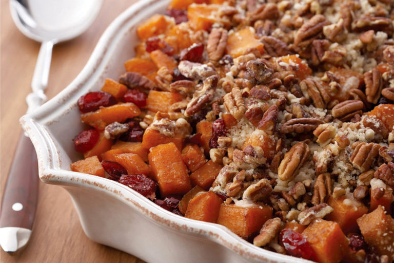 Roasted Sweet Potatoes with Cinnamon Pecan Crunch | Thanksgiving.com