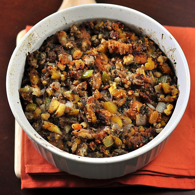 add texture and sweetness to your stuffing with apricots and walnuts