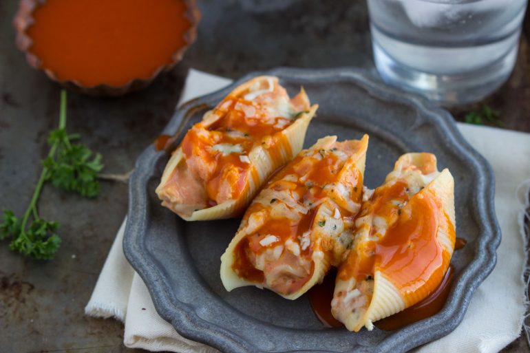 Great way to use up those Thanksgiving turkey leftovers: Buffalo turkey stuffed shells with ricotta and Monterey jack cheeses! |Thanksgiving.com