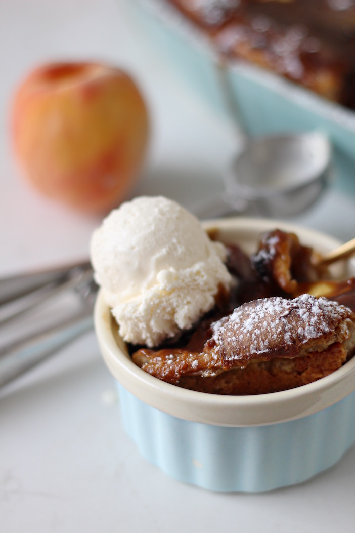 peach bread pudding with bourbon syrup