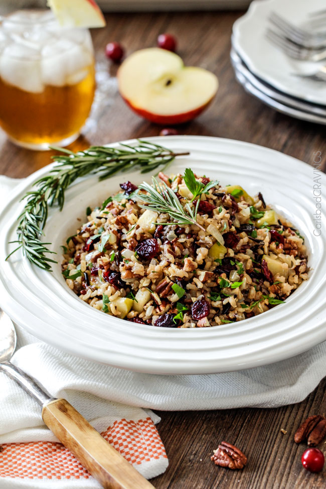 Apple Cranberry Wild Rice Pilaf for Thanksgiving side dish