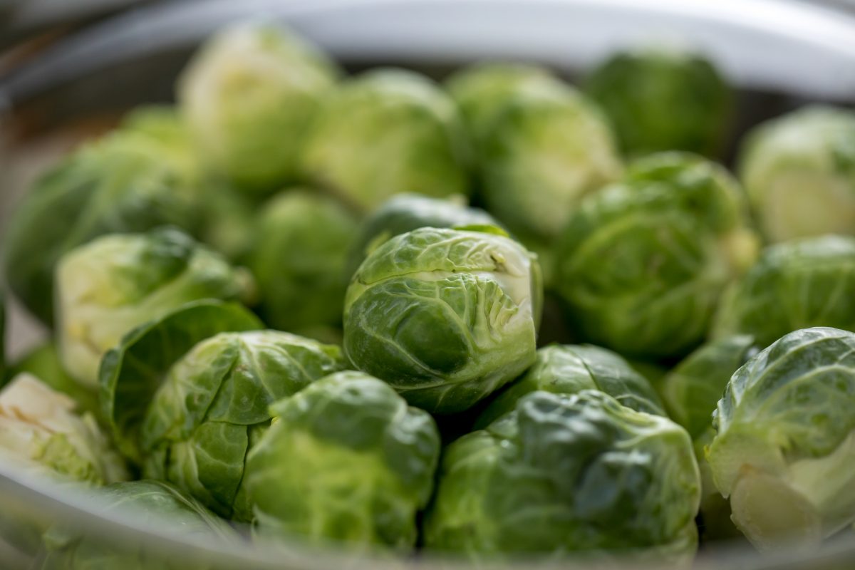Maple-balsamic Brussels sprouts with baco