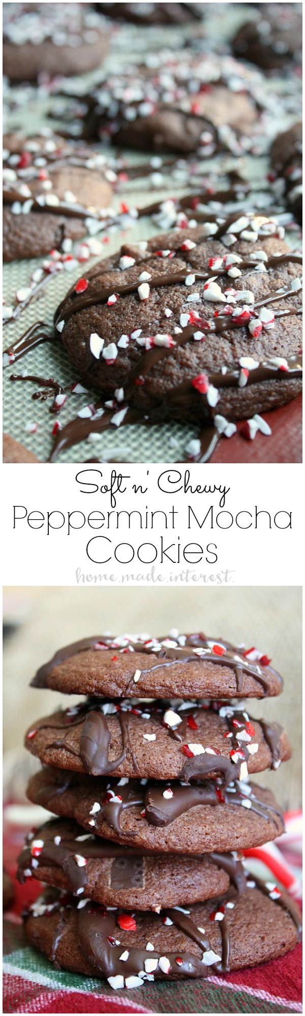 Soft and chewy peppermint mocha cookies