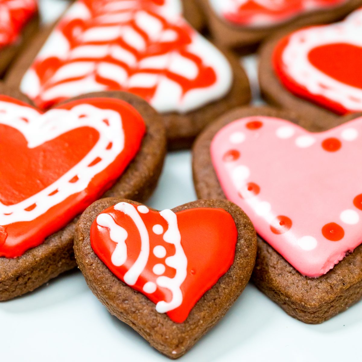Heart-shaped brownie cutout cookies