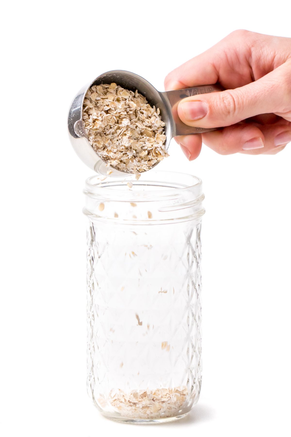 Place oats in jars