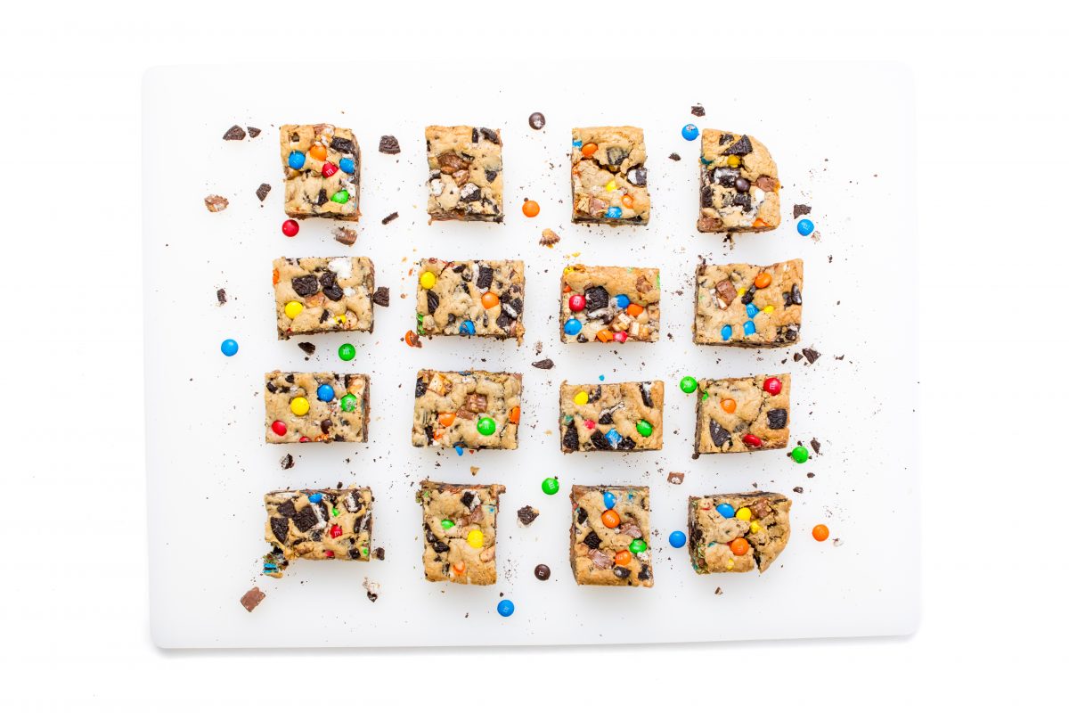Cookie dough squares after cooking
