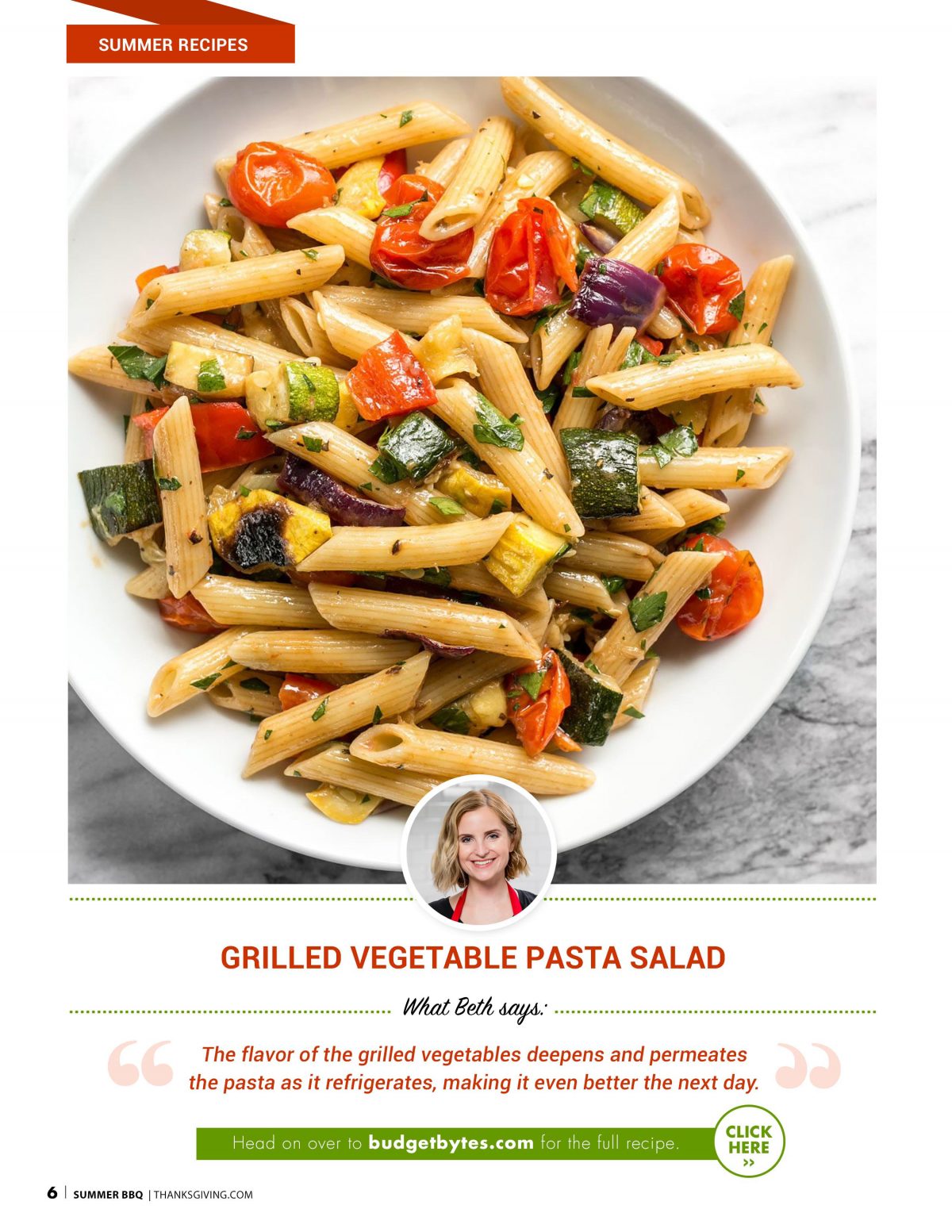 Grilled vegetable pasta salad recipe