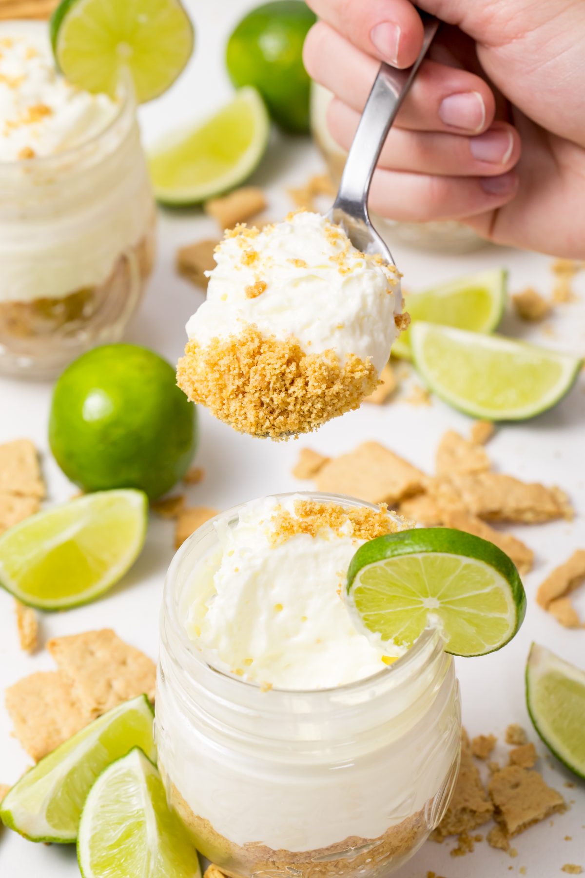 Spoon out a delicious bite of no-bake key lime pie
