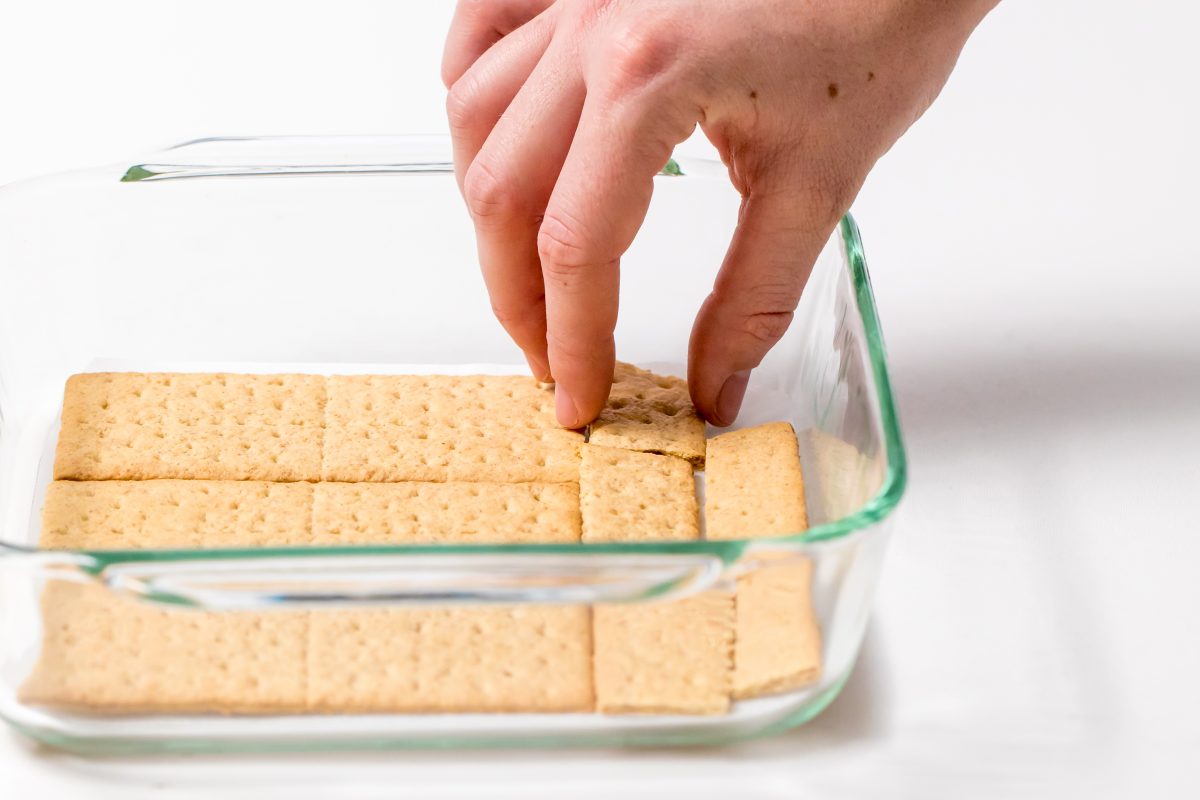Start with the graham cracker layer