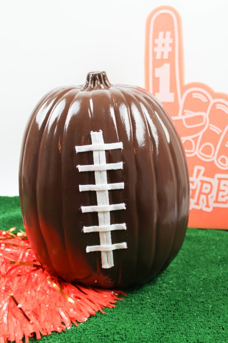 Halloween pumpkin designs DIY football pumpkin