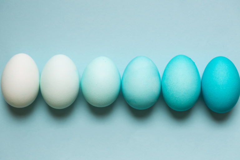 Row of ombre Easter eggs