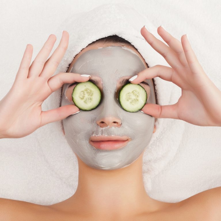girl with a facemask relaxing