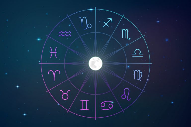 Sgns of the zodiac in night sky