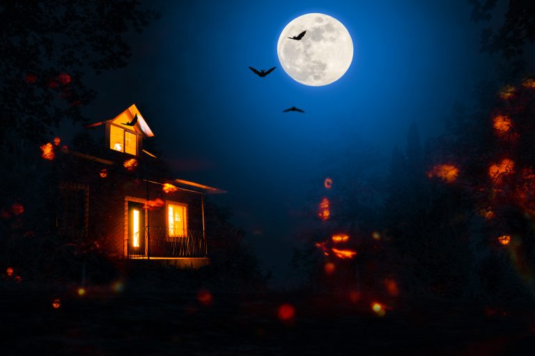 haunted house in the halloween night